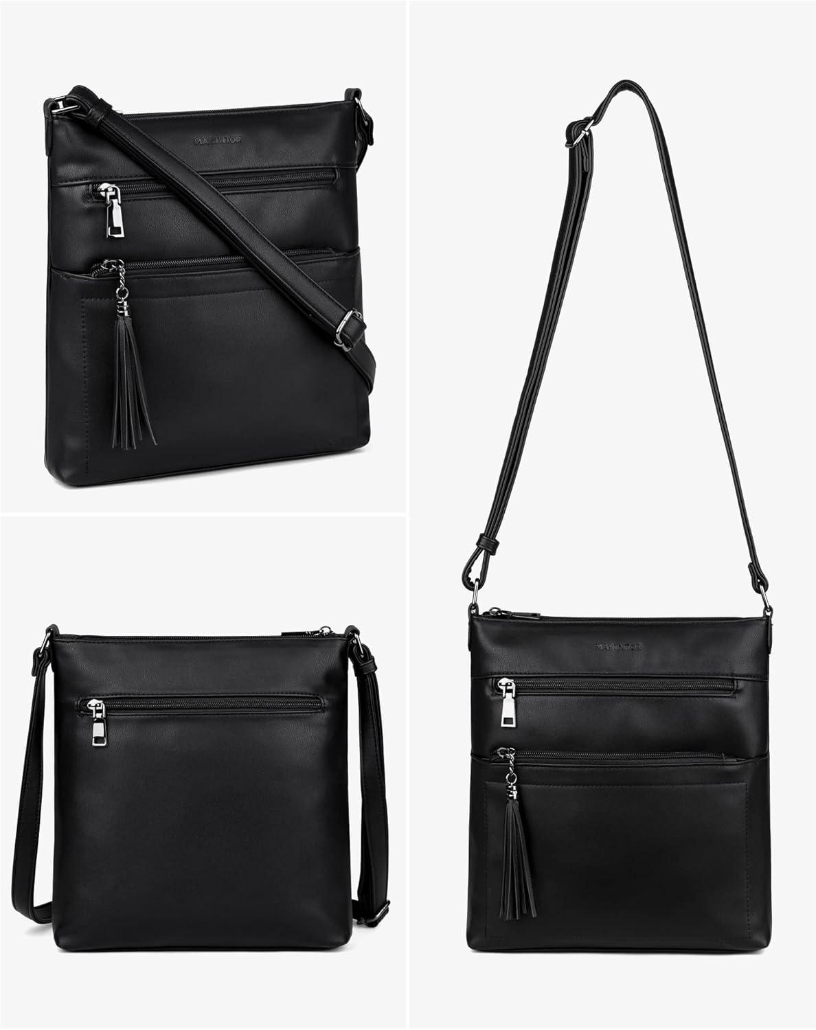 MASINTOR Crossbody Purses for Women, Multi Pocket Casual Crossbody Bag, Adjustable Strap Shoulder Bag with Tassel