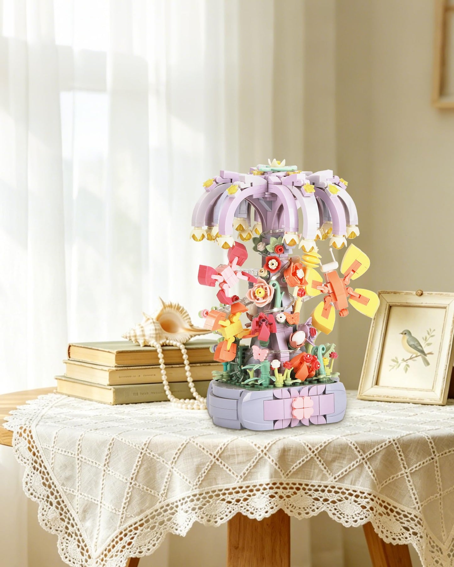 ZornRC Flower Building Blocks Set for Adults, Wishing Tree Artificial Flower and Butterfly, Botanical Collection Kit, Gift for Mother's Day, Birthdays, and Anniversaries, Home and Office Decor