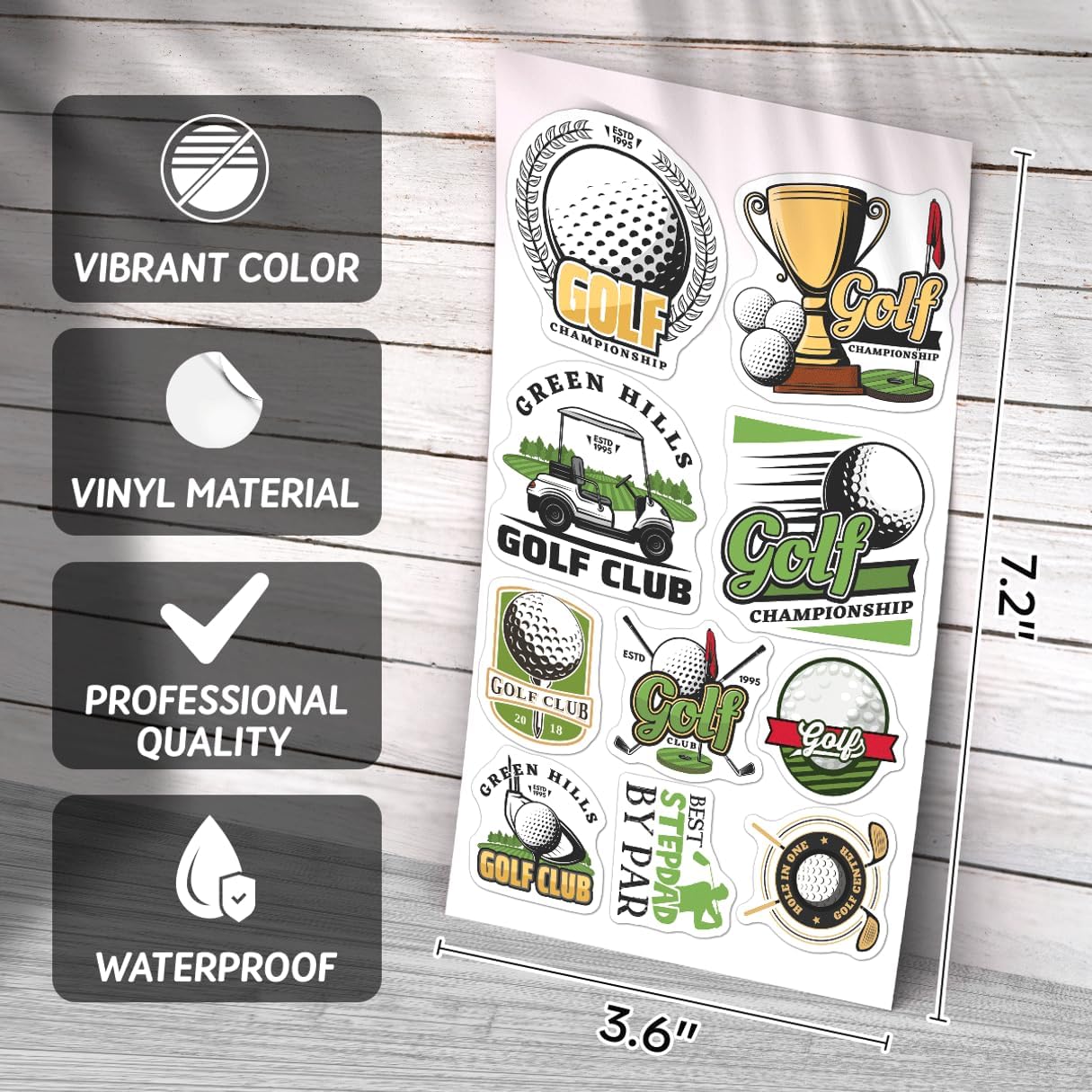 Golf Themed Vinyl Stickers Pack for Lovers Sports Fans Outdoor Enthusiasts Laptop Water Bottle Scrapbook Decoration 50pcs Bumper Bike Bottles Hard Phone Case Wall Hat