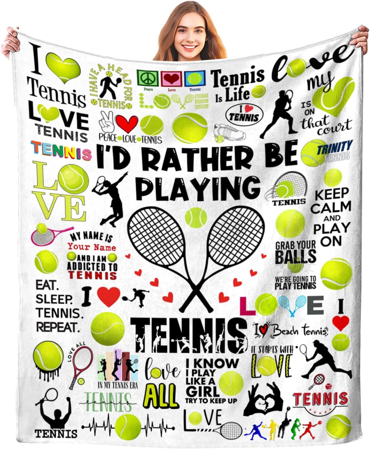 Tennis Blanket Soft Cozy Flannel Throw Blankets Bedding Tennis Lovers Merch Gifts for Boys Girls Women Adults Gifts 80"X60"