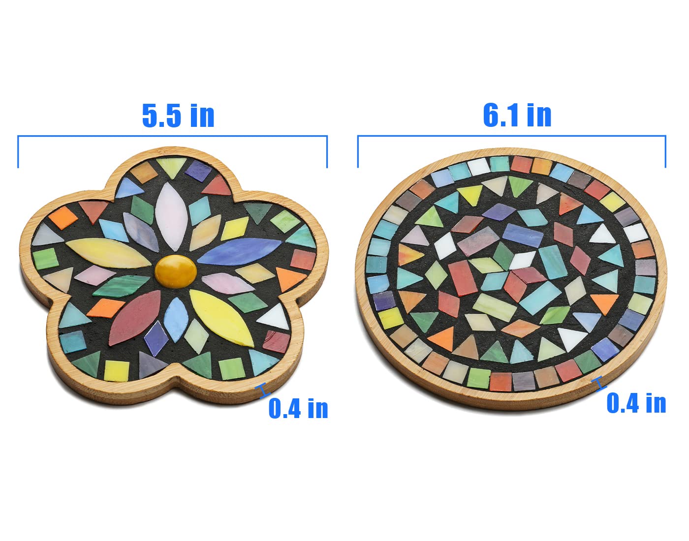 Lanyani 2 Sets of DIY Mosaic Craft Kits Mosaic Tiles Coaster Kit Make Your Own Mosaic Project Handmade Craft Set with Stained Glass Mosaic Tile Pieces for Decoration and Gift