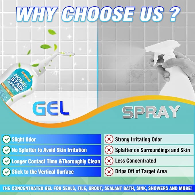 Mold Stain Cleaner Gel, All-Purpose Gel for Home Use on Washing Machine Gasket, Bathroom Grout, Sink, Shower, Caulk, and Front Loader Seal (1, 5.82 Fl oz)
