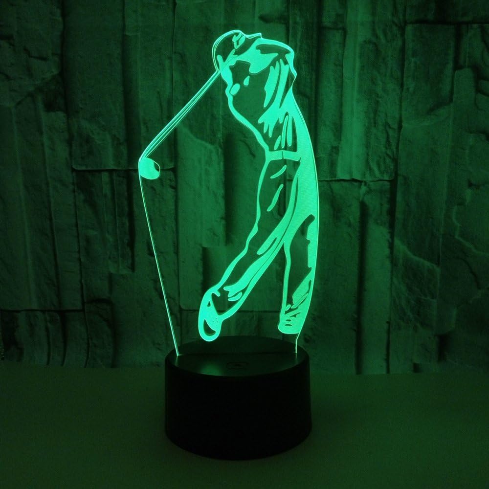 WMH 3D Golf Desk Lamp 7 Colors Changing Touch Switch LED Night Light with USB Powered for Home/Office Decorations/Gifts