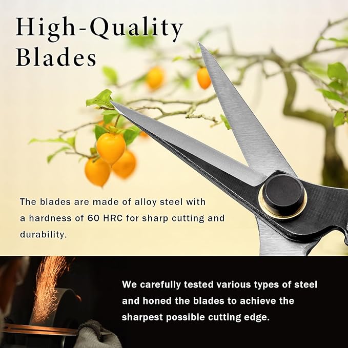 Japanese-Made Bud Cutting Pruning Shears for Gardening, Precision Hand Pruner for Live Branches & Stems, Clean Cut Pruning Scissors for Bonsai, Flowers & Plants (Double-blade)