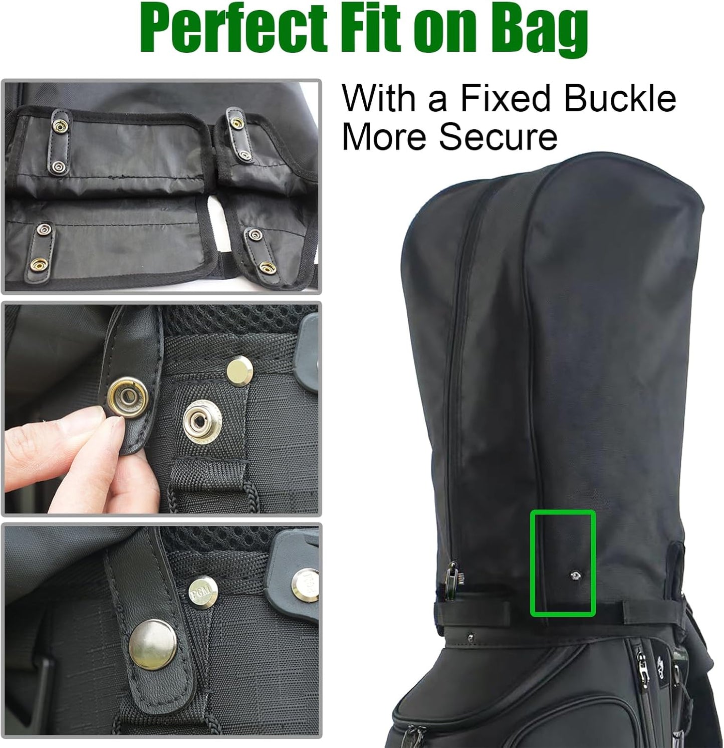 Golf Bag Cover Rain Hood Waterproof, Rain Cape for Golf Bags fit Almost All Tour Bags Golf Bags or Carry Cart for Mens Women Golfer (Black)