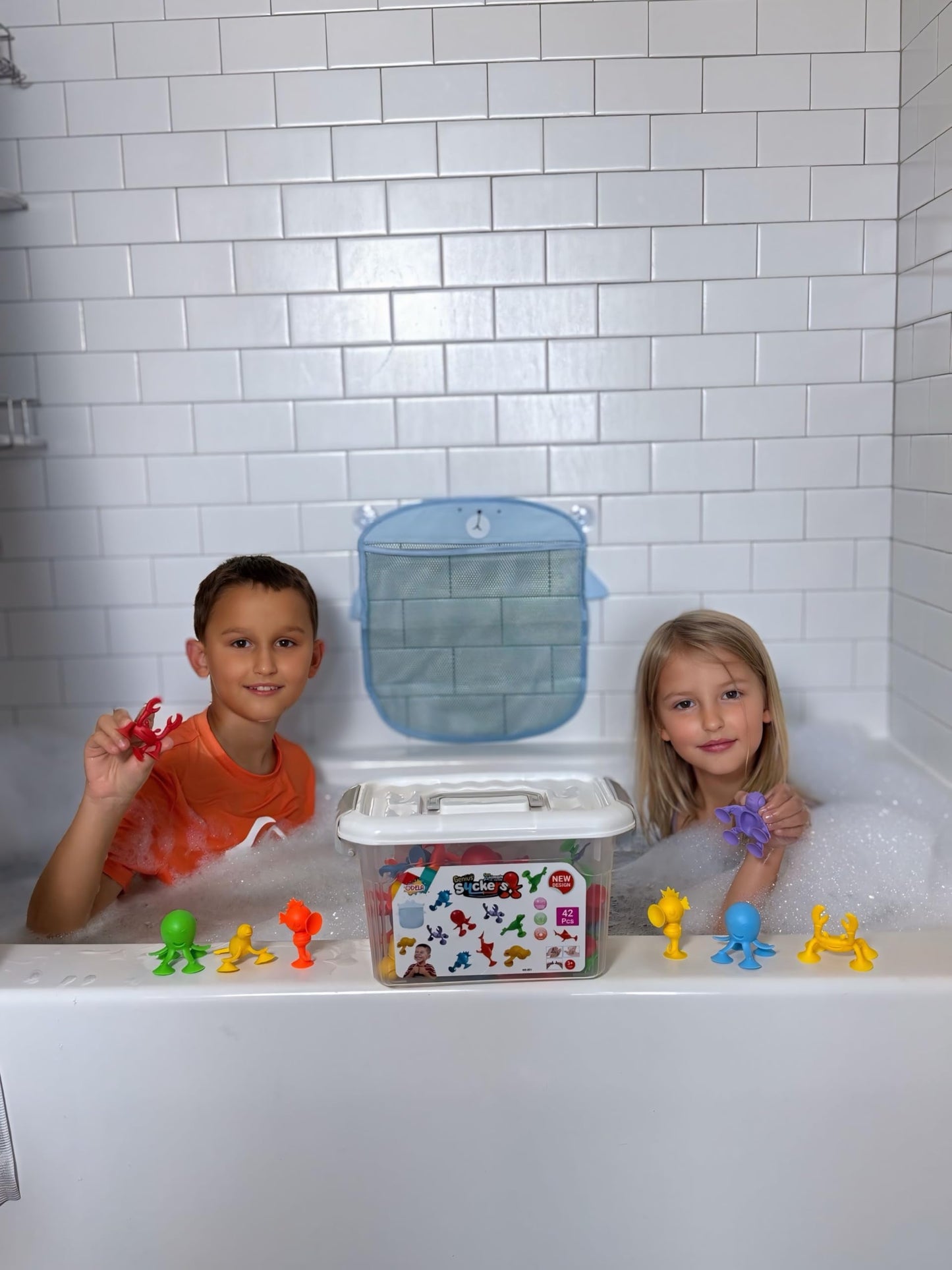 ODELA Genius Sucker Toys 42PCs Sea Animals Edition – Fun Colorful Toddler Bath Toy Animal Toys for Toddlers 1-3 – Safe and Durable Materials – Educational and Cute Designs – Ideal for Bath Time, Pool