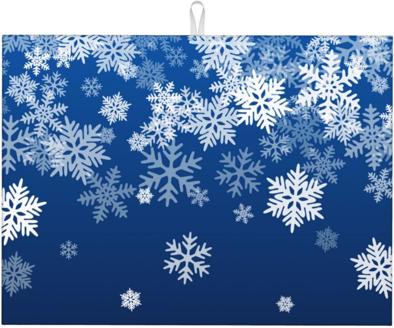 Dish Drying Mat Snowflake Blue Winter Christmas for Kitchen Counter Absorbent 18x24 Inch Microfiber Dishes Plate Glass Dry Draining Pad Reversible Washable
