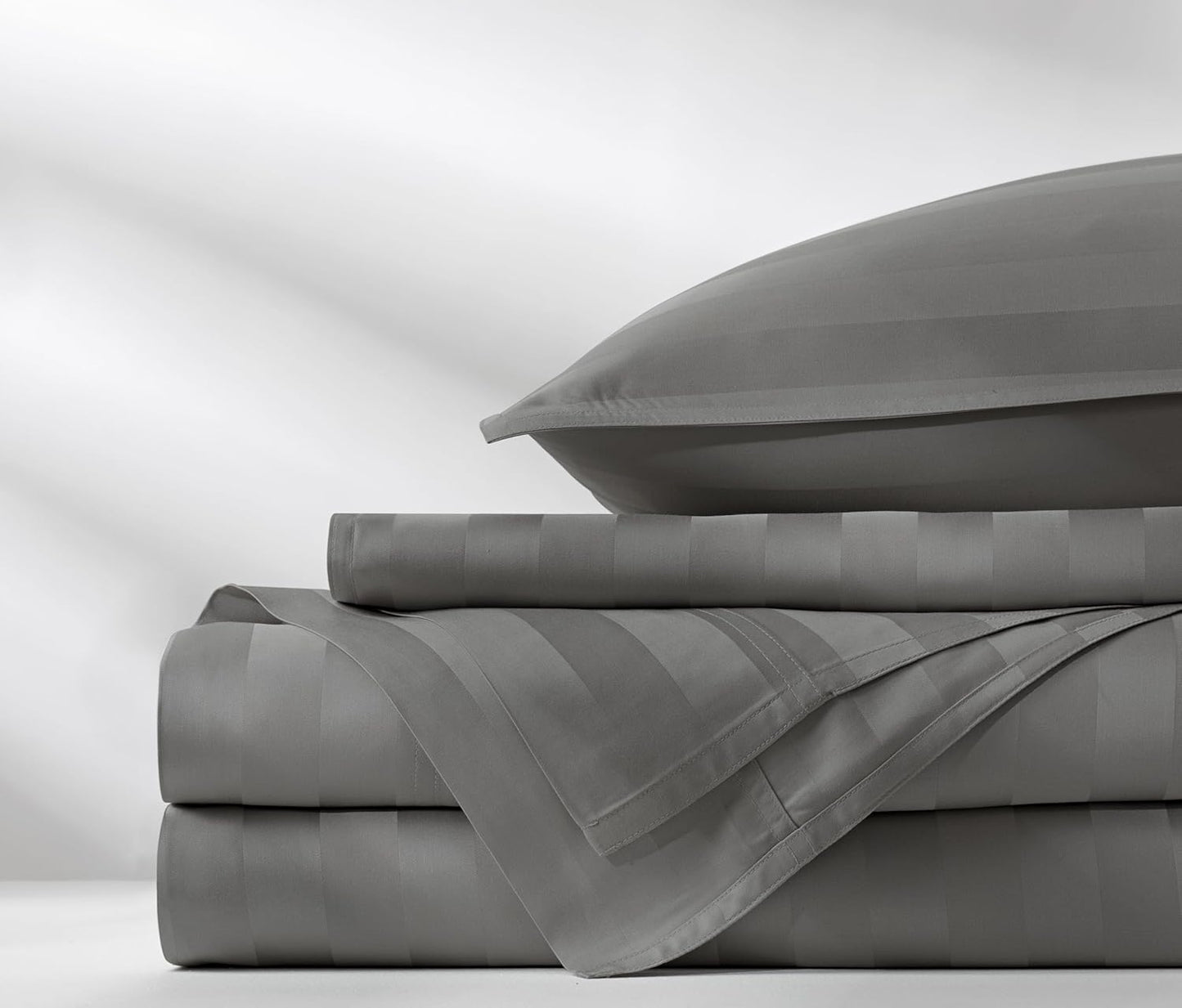 Queen Sheets by Pure Bamboo, Genuine 100% Organic Viscose Derived from Bamboo Bed Sheet Set, Luxuriously Soft & Cooling, Double Stitching, Lifetime Quality Promise (Queen, Jacquard Stone)