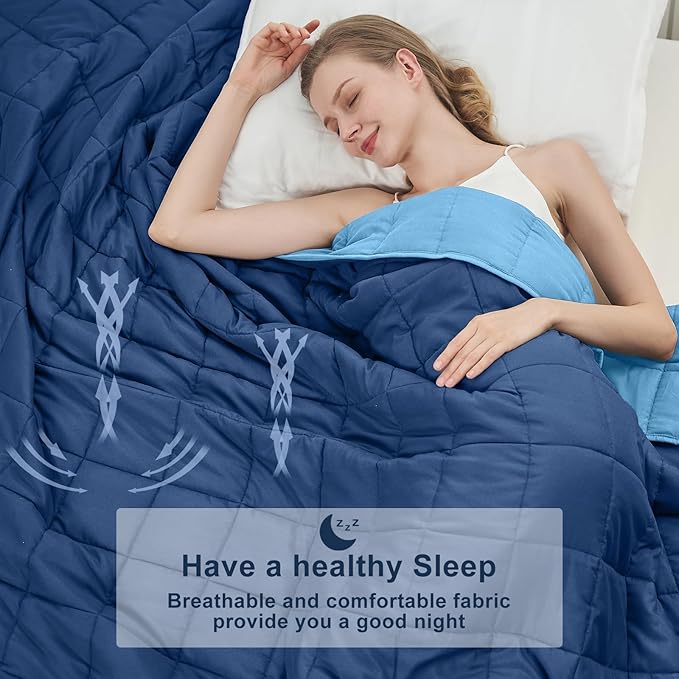 Blue Weighted Blanket for Adults 20lbs, 88"x104", King Size Cooling Heavy Throw Blanket for 130-220lbs, Microfiber Soft Thick Big Blankets Weighted Comforter Gift for Sleeping