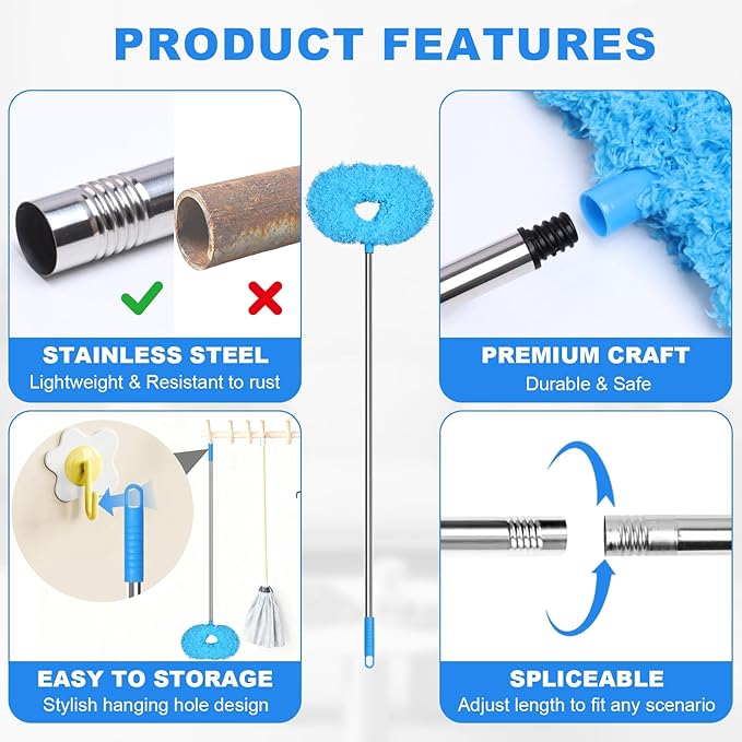 Storystore Ceiling Fan Cleaner Duster and Feather Dusters for Cleaning Dust and Cobweb(4-Claw and Round)