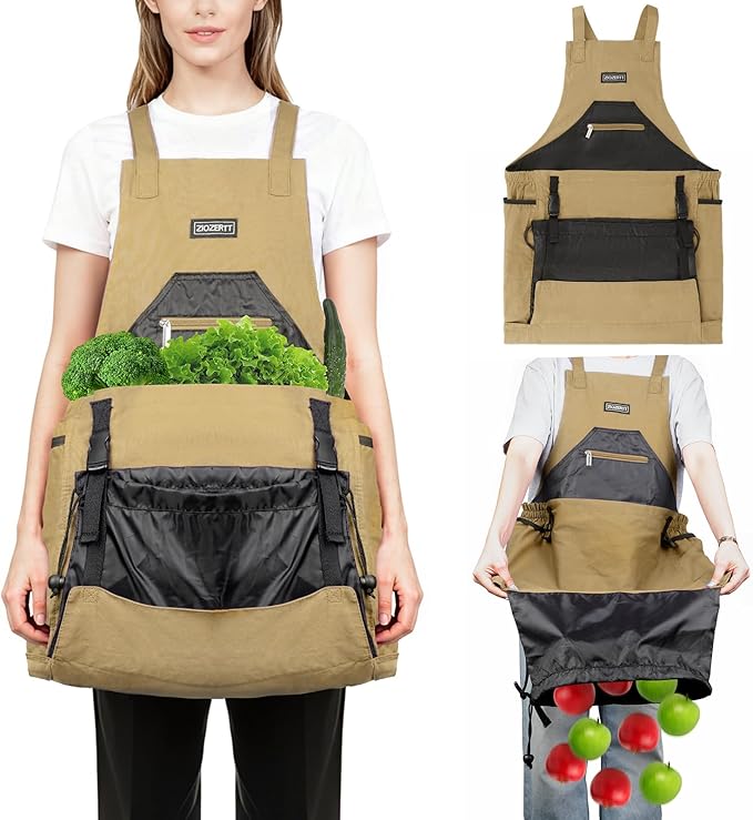 Garden Apron,Harvest Aprons with Pockets for Women and Men,Canvas Gardening Tool Belt, Gardening Gifts for Mom,Dad