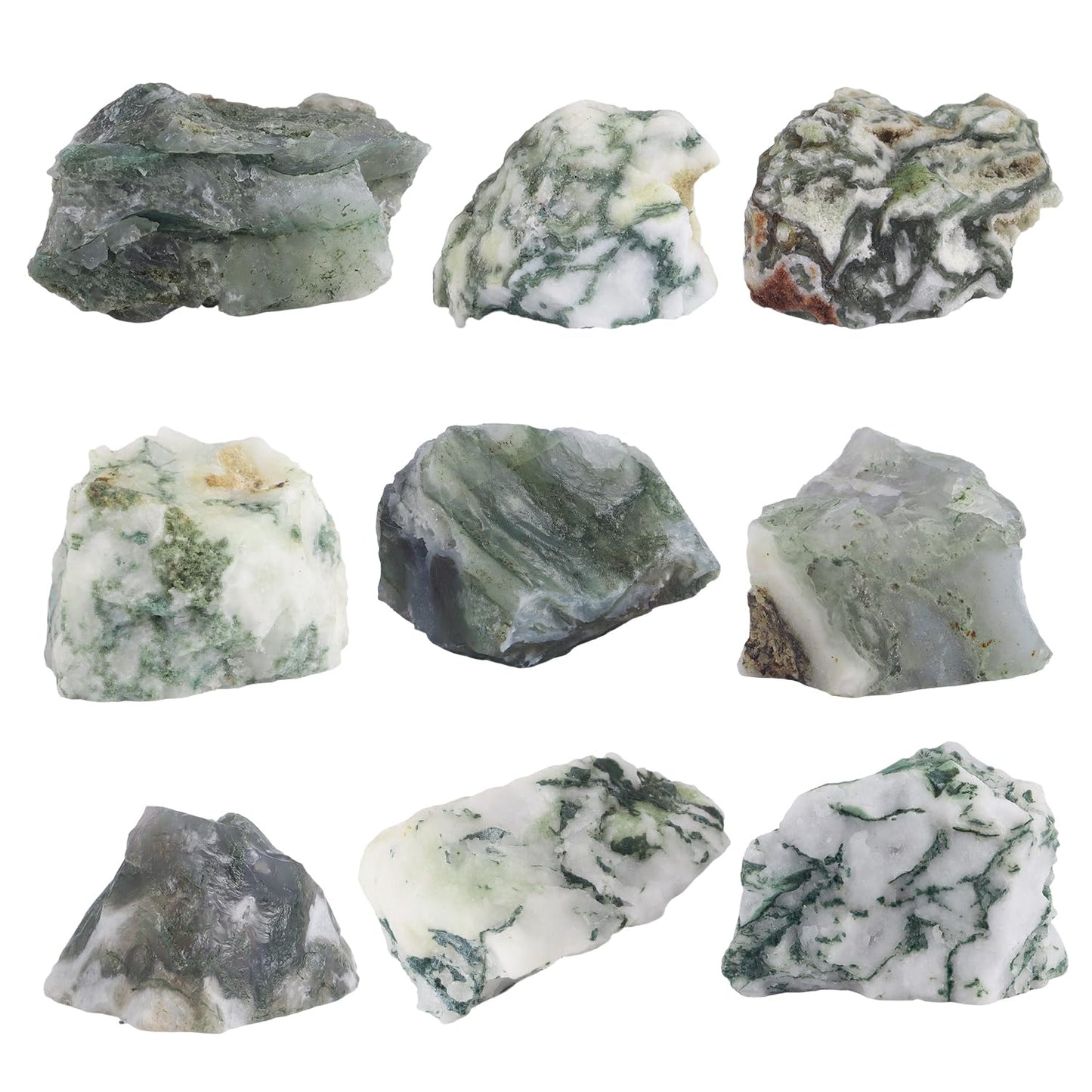 1Lb Moss Agate Rocks Raw Crystals and Healing Stones for Jewelry Making, Healing, Meditation, Sculpture, Lapidary, Polishing, Reiki Crytsal