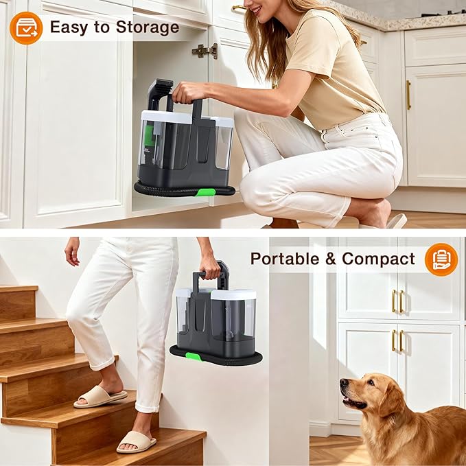 LABIGO Upholstery & Couch Cleaner Machine, 18Kpa Portable Carpet Cleaner Machine for Deep Cleaning, Spot Cleaner and Carpet Shampooer for Pet Messes, Rug, Furniture, Mattress, Sofa, Stairs & Car