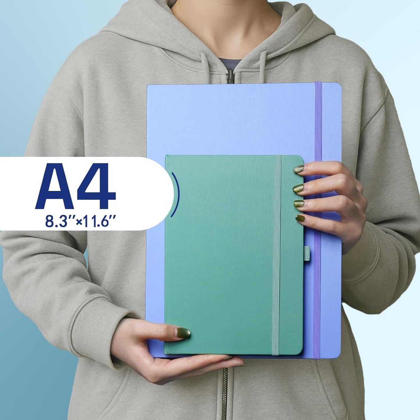 A4 Lined Journal Notebook, 8mm Ruled Notepad, Journaling for Writing, Work, School, Travel and Note Taking, Hardcover 160 Pages (80 Sheets) 8.27 x 11.6 inches (Cornflower Blue)