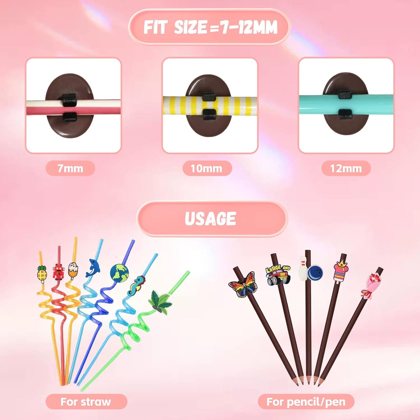 60 Pcs Cute Pencil Topper Decoration, Different Pencil Clip Designs, Suitable for School Prize, Classroom Reward, Gift Idea