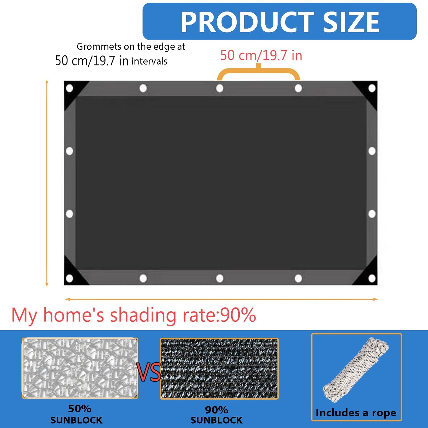 Shade Cloth, 90% Shading Rate Sun Shade sail Durable mesh tarp,Plant Shades for Outdoor Plants Sunshade, Shade Cloth for Garden,Dog Kennel Cover,greenhouses, Patio net (Black, 1.8 * 3.6M/6 * 12FT)