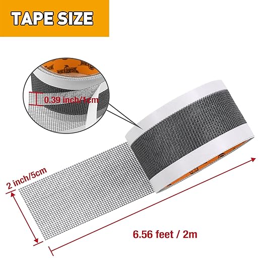 BIGTEETH Gray Screen Repair Tape - 2x79 inches Waterproof Screen Tape with Strong Adhesive Backing for Window and Door Screens,Mesh Tent Screens and Pool Screens etc