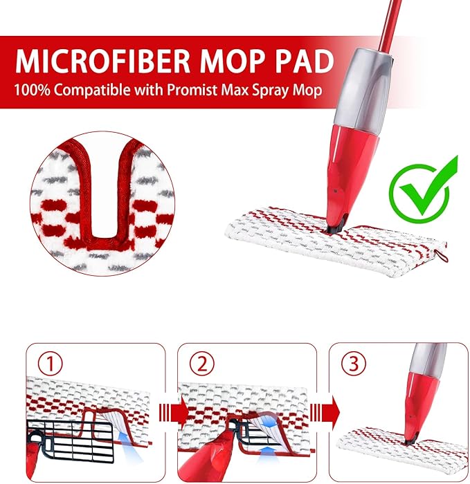 3 Packs Microfiber Spray Mop Pads Compatible with Promist MAX Reusable Spray Mop Refills for Oceda ProMist Dust Mop,Dual-Action Washable Flip Mop Pads Replacement for Dry Wet Floor Cleaning.
