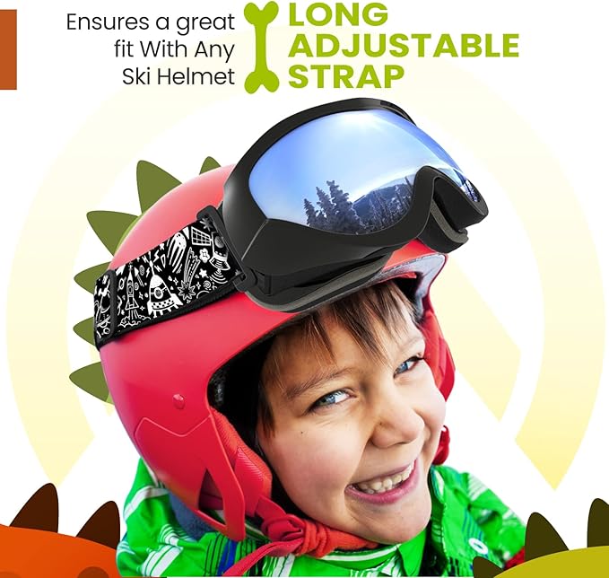 OutdoorMaster Kids Ski Goggles - Helmet Compatible Snow Goggles for Boys & Girls with 100% UV Protection