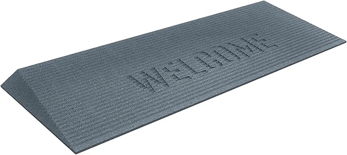 EZ-ACCESS TRANSITIONS 1.5 Inch Low Pile Transitional Non Slip Rectangular Rubber Angled Welcome Entry Mat Ideal for Indoor and Outdoor Use, Gray