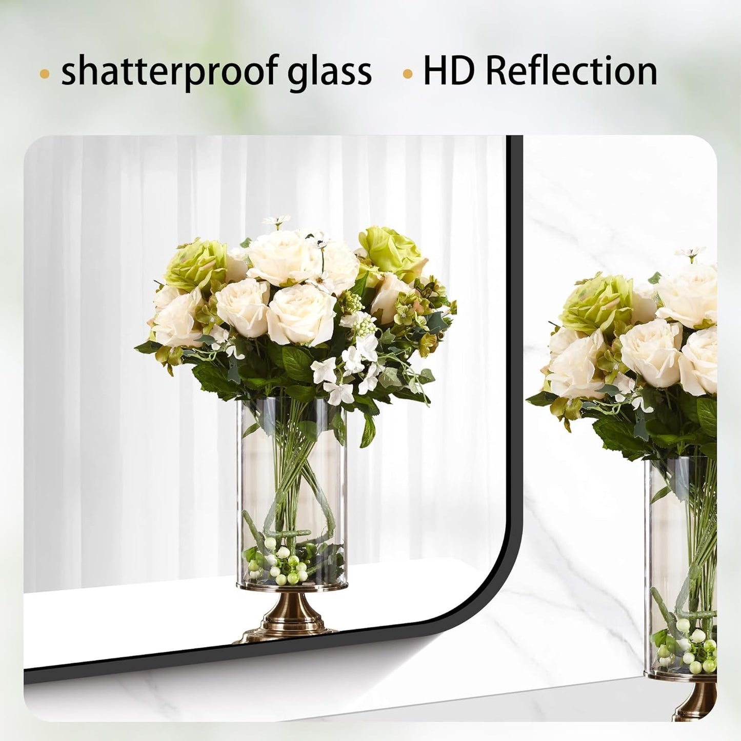 24" x 40"Bathroom Mirror, Matte Black Wall Mirror with Metal Frame, Decorative Rectangular Vanity Mirror for Bedroom Bathroom Living Room Entryway (Horizontal/Vertical)