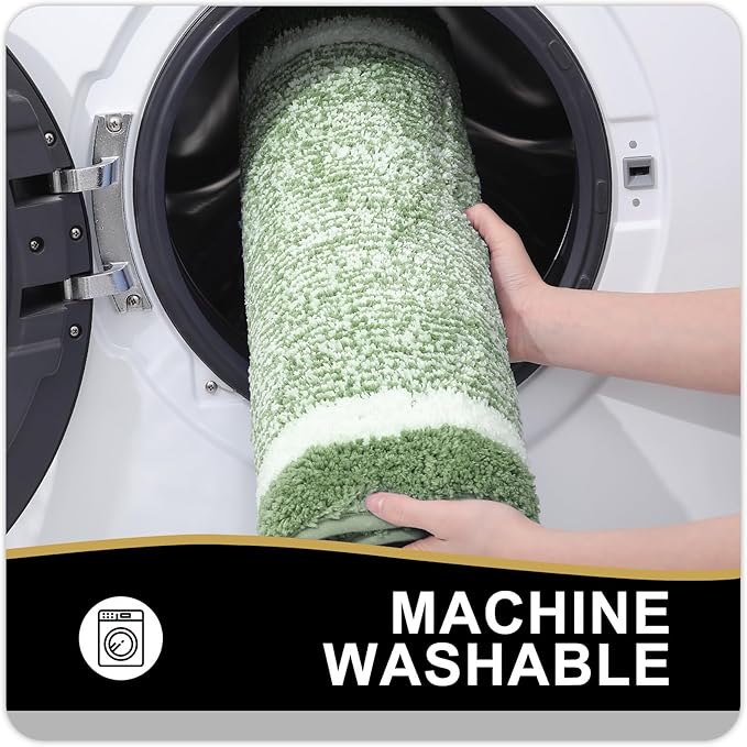 OLANLY Bathroom Rugs 36x24, Extra Soft and Absorbent Microfiber Bath Mat, Non-Slip, Machine Washable, Quick Dry Shaggy Bath Carpet, Suitable for Bathroom Floor, Tub, Shower (Large, Sage Green)