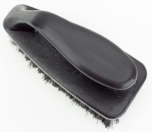 SPARTA Heavy Duty Scrub Brush, Hand Brush with Iron Shape Handle Design for Scrubbing Kitchen Pots and Pans or Bathroom Sink and Shower, 6 Inches, Black, Twin