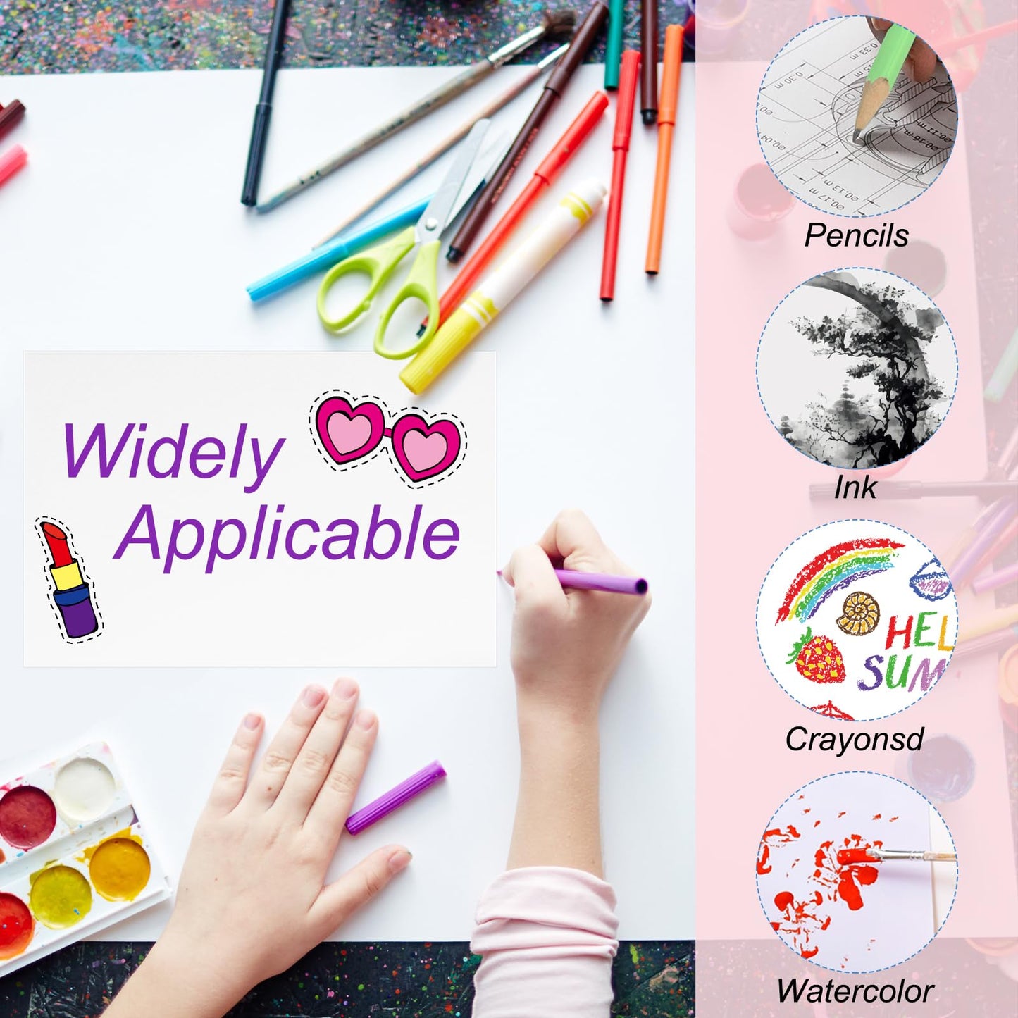 PATIKIL 50 Sets Pure Cotton Watercolor Cards 140lb/300 GSM Postcards with Envelopes for Art Painting Creative Thank Notes, 5x7 Inch