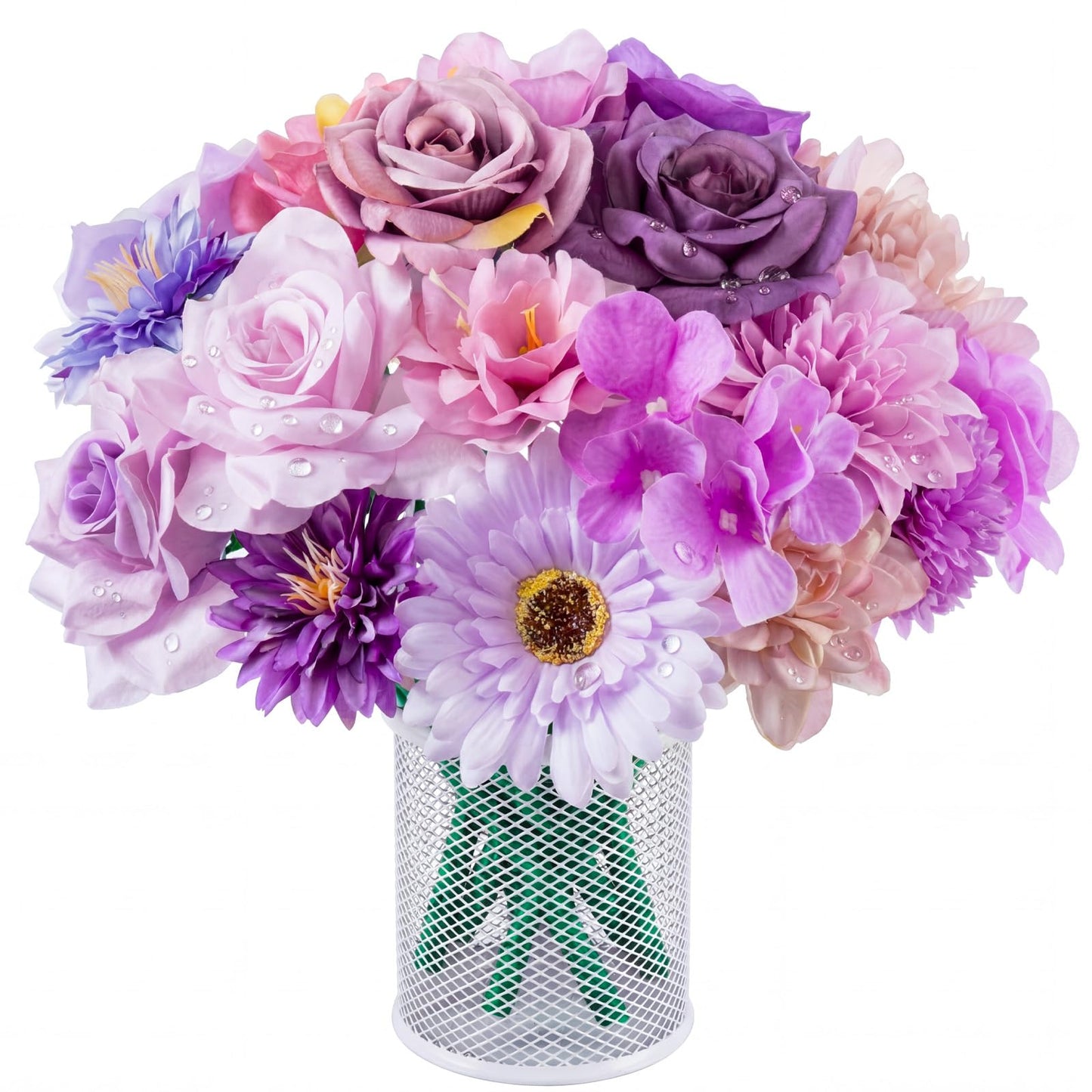 FunooFuno 20 Pcs Flower Pens - Artificial Floral Ballpoint Pen Set Black Ink Writing Pen for Teacher Back to School Party Supplies Wedding Mothers Day Christmas Party Favors & Home Decor(Purple)