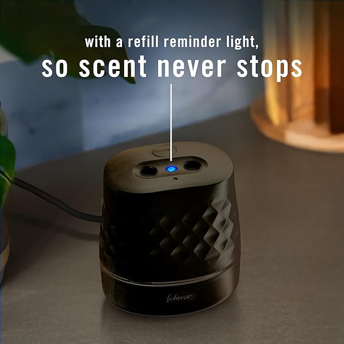 Febreze Plug Scent Booster in Black, Continuous Scent Device Oil Diffuser, Compatible with Febreze Air Freshener Plug in Refills, Giftable for Holidays