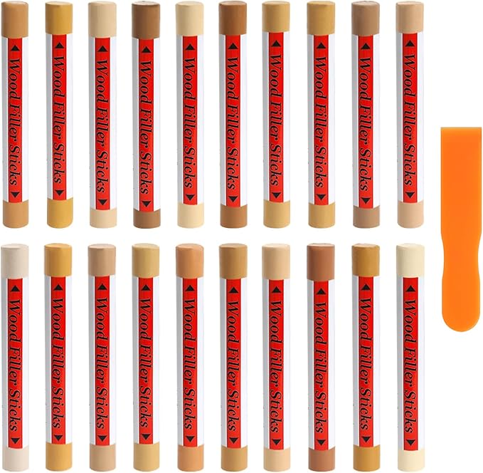 Wood Filler Sticks, 20 Colors Wood Repair Wax Crayons Furniture Markers Touch Up Kit for Repairing Scratches, Dents, Cracks, Holes in Wooden Floors and Furniture, Oak Color Series