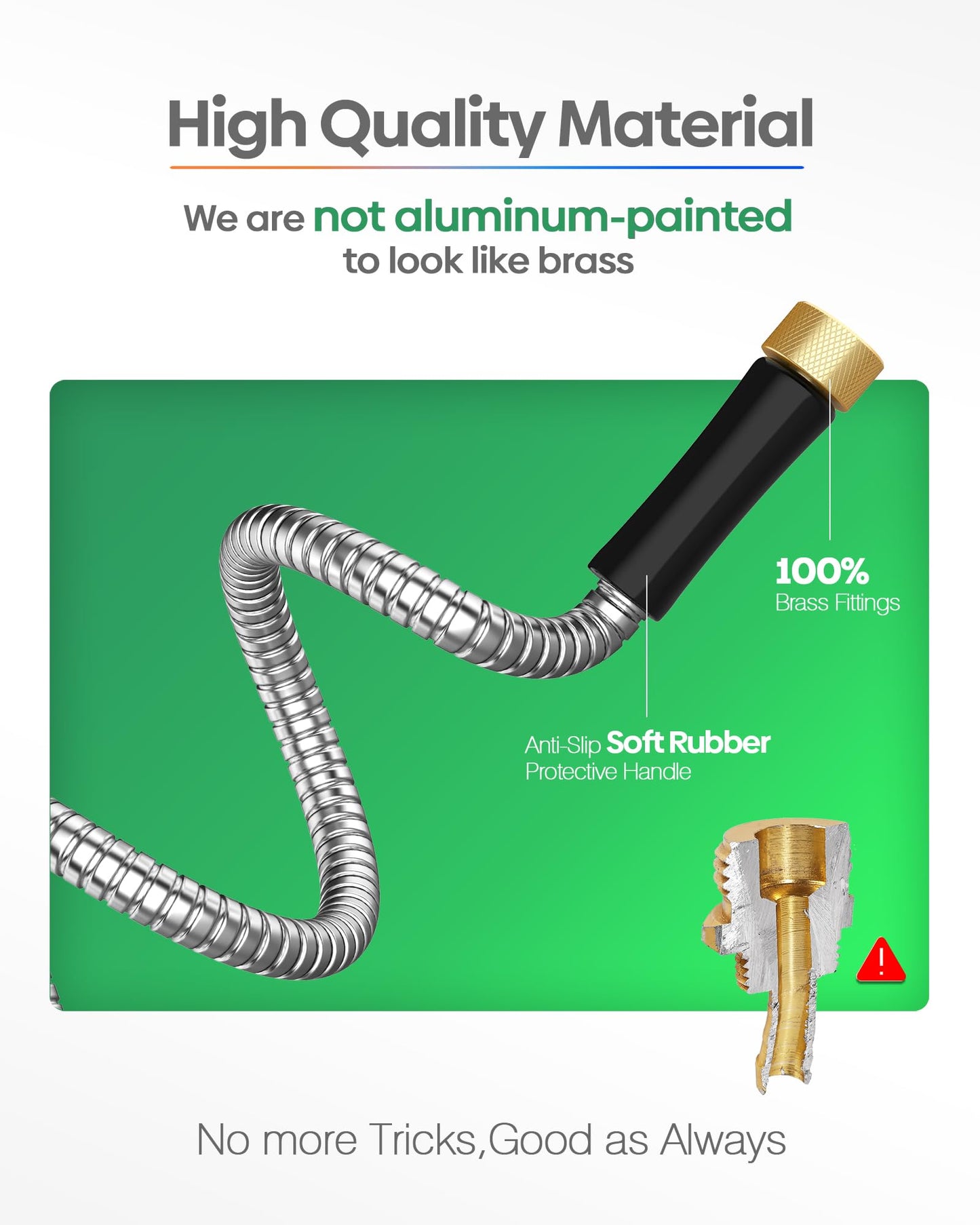 Metal Garden Hose 20 ft Connector, Stainless Steel Long Hose Extension Adapter for Hose Reel, Small, Flexible, Lightweight & Heavy Duty Water Pipe, No Kinking Short Outdoor Water Hose for Yard 20 Feet