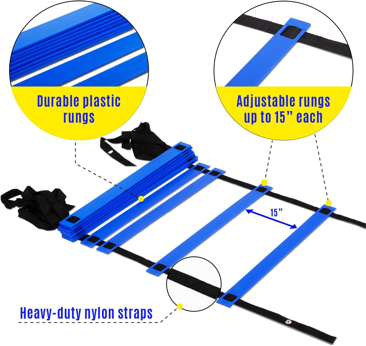Yes4All Agility Ladder Speed Training Equipment, Adjustable Football Ladder for All Ages with Carry Bag, Durable, Portable, Multiple Colors & Rungs