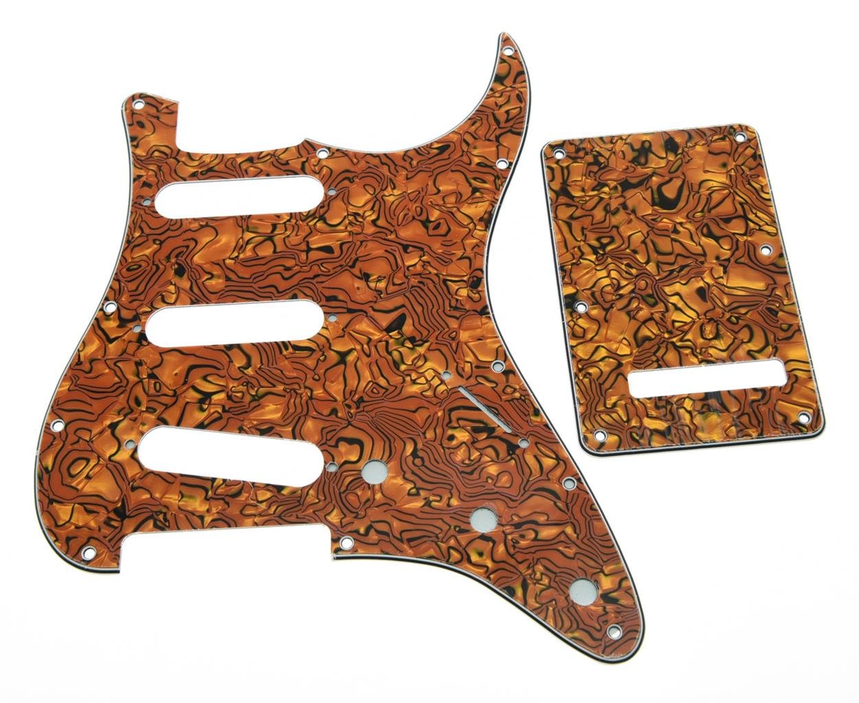 Kaish 11 Hole St/Strat Style Pickguard Sss Pick Guard With St Back Plate Tremolo Trem Cover For Usa/Mexico Stratocaster/Strat Ti