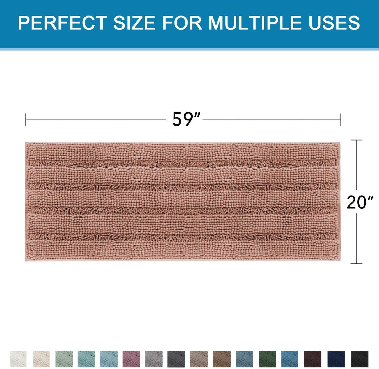 H.VERSAILTEX Bathroom Rugs Bath Mat Runner Rug Non Slip Kitchen Rug Extra Long Bath Rug Runners Oversized 59" x 20" Absorbent Washable Dry Fast Plush Area Rug for Bathroom/Bedroom - Muted Clay