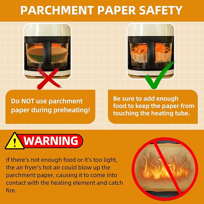 Air Fryer Paper Liners for 3-6 Qt, 4 qt Thickened Square 7.1 x 7.1 inch Disposable Parchment Liner Compatible with Ninja 5qt / Chefman 4-6 qt/Cosori 5qt / Instant Pot 4qt Airfryer