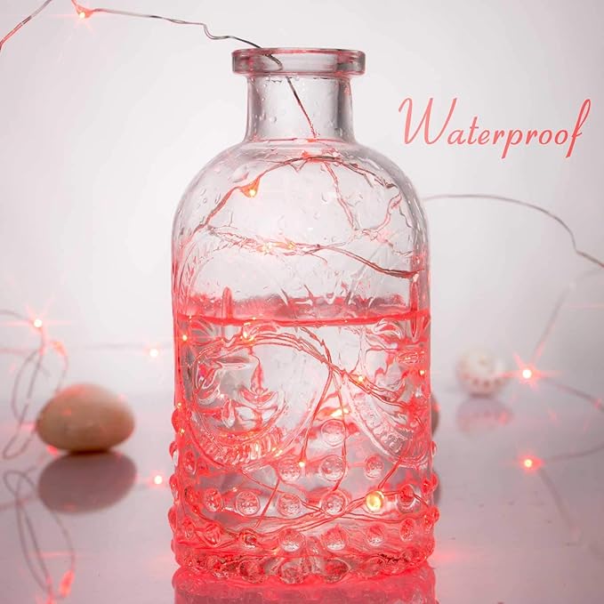 Led Fairy Lights Battery Operated, 1 Pack Mini Battery Powered Copper Wire Starry Fairy Lights for Bedroom, Christmas, Parties, Wedding, Centerpiece, Decoration (5m/16ft Red)