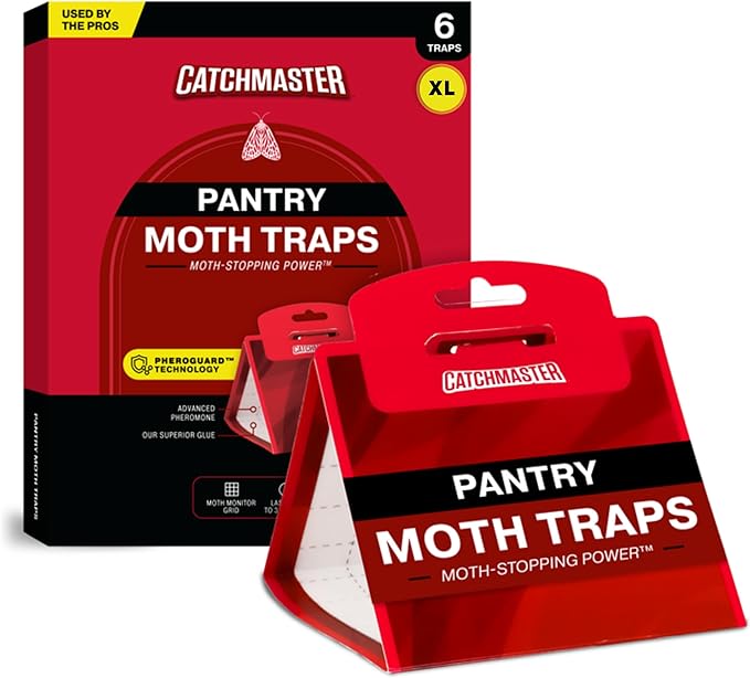 Catchmaster Pantry Moth Traps with Premium PheroGuard Technology – XL, Extra-Strength Glue – Traps & Eliminates Moths – Protects Pantry, Cabinets & Food Storage – 6-Pack