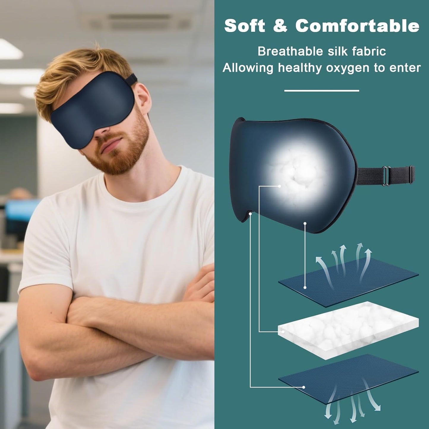 Sleep Mask, Real Natural Pure Silk Eye Masks with Adjustable Strap for Sleeping, Mulberry Silk Eye Sleep Shade Cover, Block Light Reduces Puffy Eyes Traveling Gifts