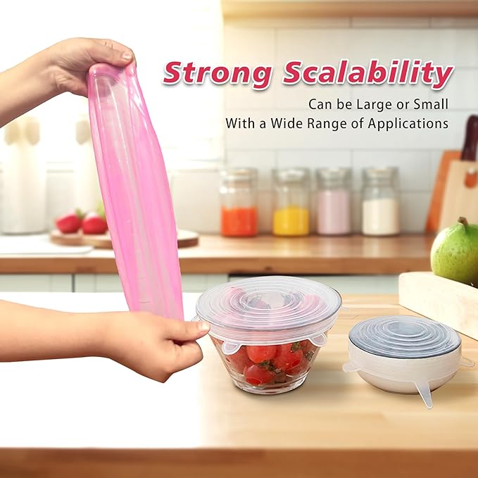 14 piece set circular square silicone dustproof and fresh-keeping cover, kitchen and household stretchable refrigerator microwave sealing and fresh-keeping film (blue)