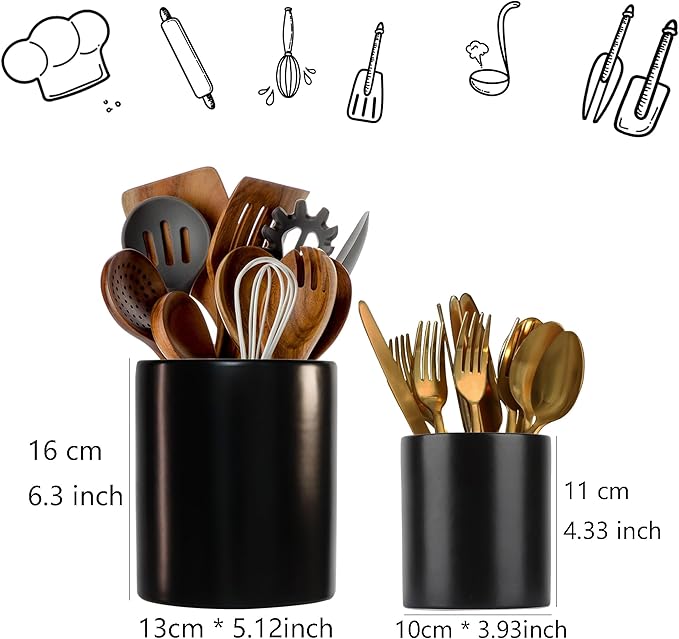 Spatula Holder Cooking Utensil Holder Modern Farmhouse Spatula Holder Crock for Home Decor Solid Ceramic Matte Not Easy To Slip