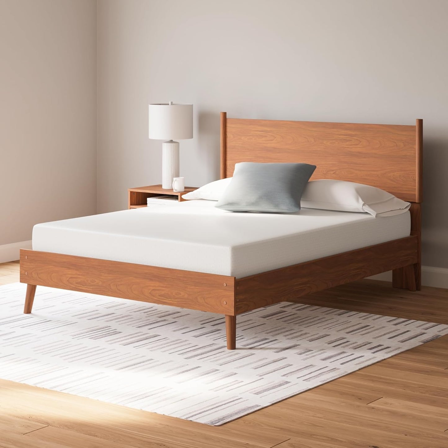 Signature Design by Ashley Queen Size Chime 8 Inch Medium Firm Gel Memory Foam Mattress with Green Tea & Charcoal Extract, Fiberglass Free, Mattress In A Box
