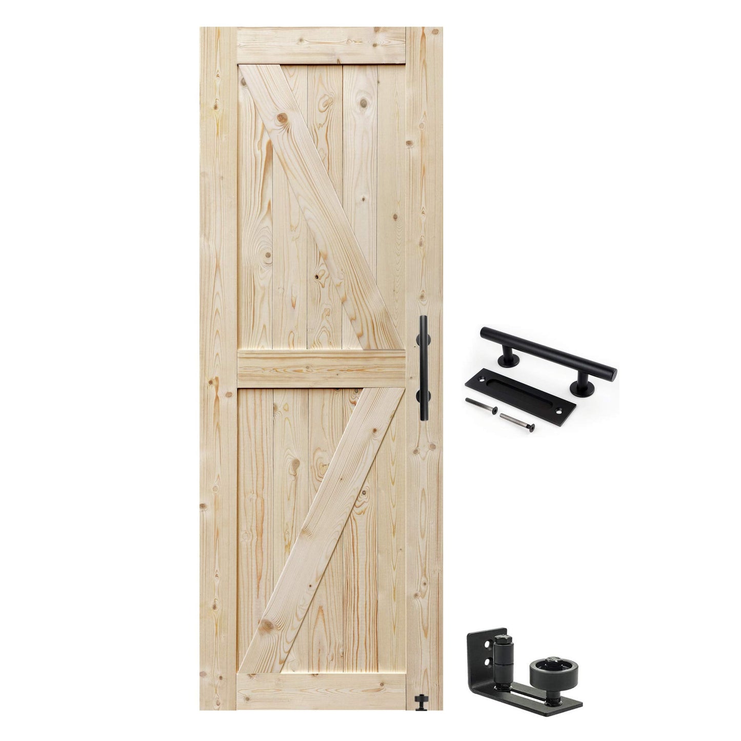 S&Z Tophand 30In X 84In Barn Door, 20-60 In Unfinished British Brace Barn Door/Modern Style/Solid Wood/Simple Assembly Is Requir