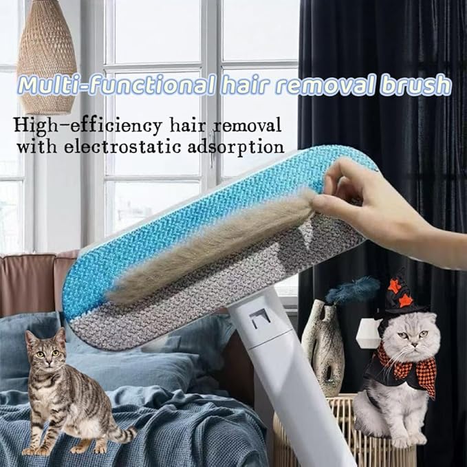Pet Hair Removal Brush, Reusable Lint Remover for Sofa, Carpet, Clothes - Washable with 18in Extended Handle
