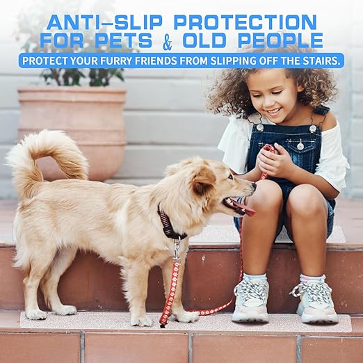 LadyRosian Outdoor Stair Treads Non Slip 15-Pack Clear 6" x 30" - Weather Resistant Adhesive Heavy Grip Tape - Waterproof Anti Skid Strips