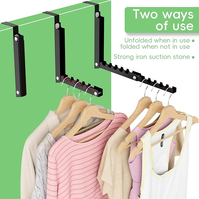 Over The Door Hooks, Extended Over The Door Clothes Hanger with 10 Ridges,Space-Saving Over The Door Rack,Door Hooks for Hanging Clothes,Larger Capacity Over The Door Hanger (1, Black)
