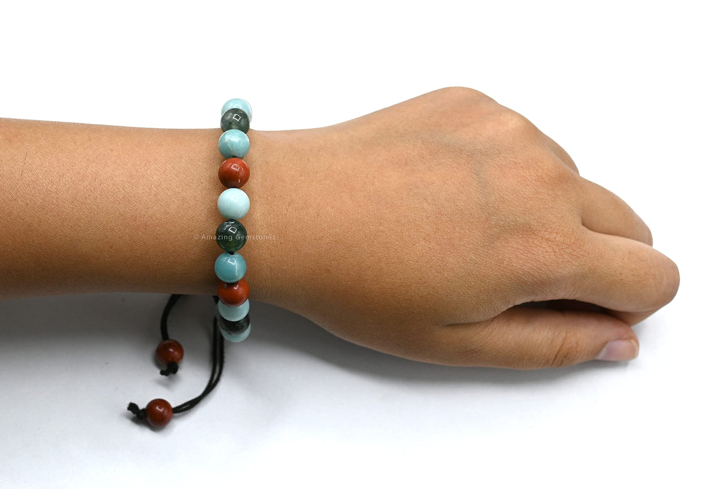 Amazing Gemstone Get Well Soon Recovery Bracelets for Women Manifestation - Moss Agate Amazonite Red Jasper Bracelet Set for Men Women Healing Calming Anxiety Stress Relief Gifts (Adjustable)