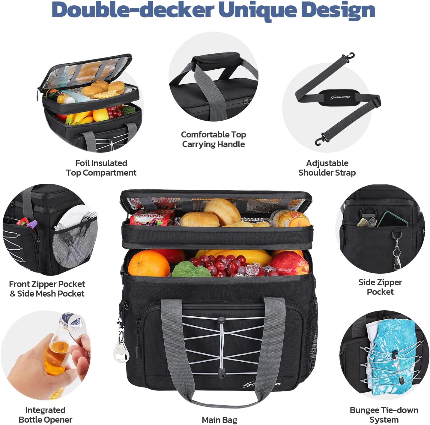 Maelstrom Collapsible Soft Cooler Bag, 24/30/60/75 Cans Beach Cooler, Ice Chest, Leakproof & Portable for Beach, Camping, Road Trips & Grocery Shopping