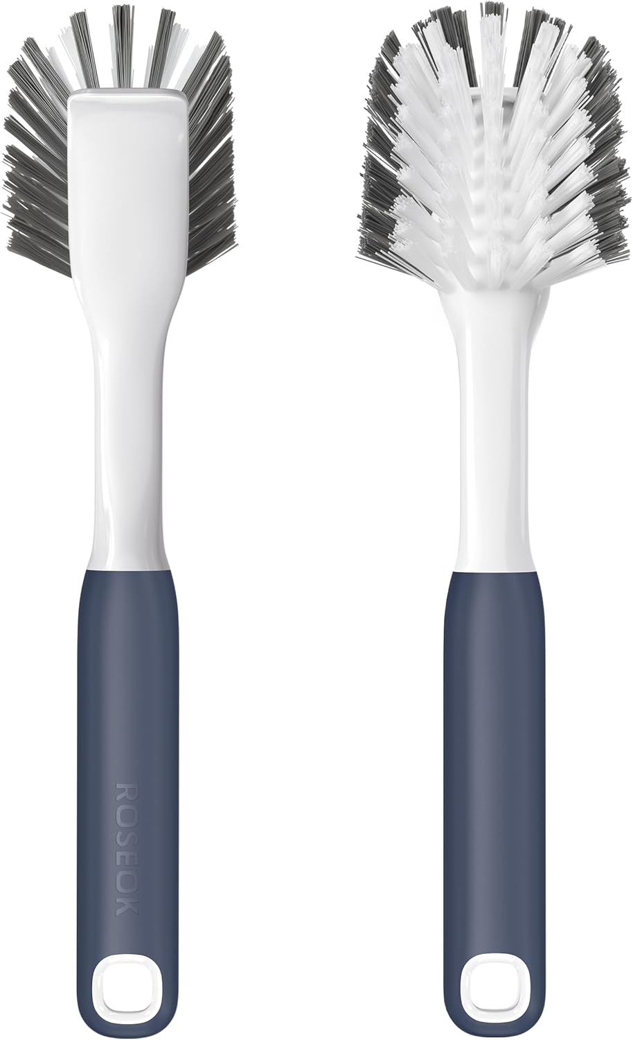 Dish Brush with Built-in Scraper,Kitchen Scrub Brush for Cleaning Dishes,Pots,Non-Stick Pans and Sinks,Navy Blue,2 Pack