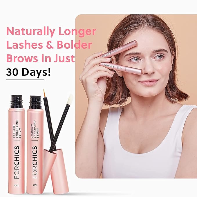 ForChics Lash and Brow Growth Duo - Complete Eye Transformation Kit- Prostaglandin-Free Peptide Formula for Fuller Lashes and Brows in 2 Weeks - Hormone-Free, Vegan (2 x 0.10 fl oz)